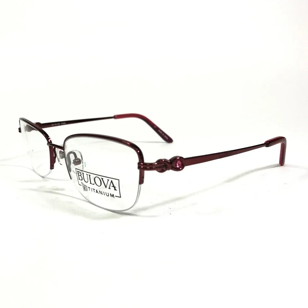 Bulova Eyeglasses Frames ASHBURN WINE Red Burgundy Cat Eye Half Rim 52-18-135